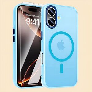 IPHONE 16 Magnetic Case, Slim, Anti-Fingerprints, Shockproof, LIGHT BLUE
